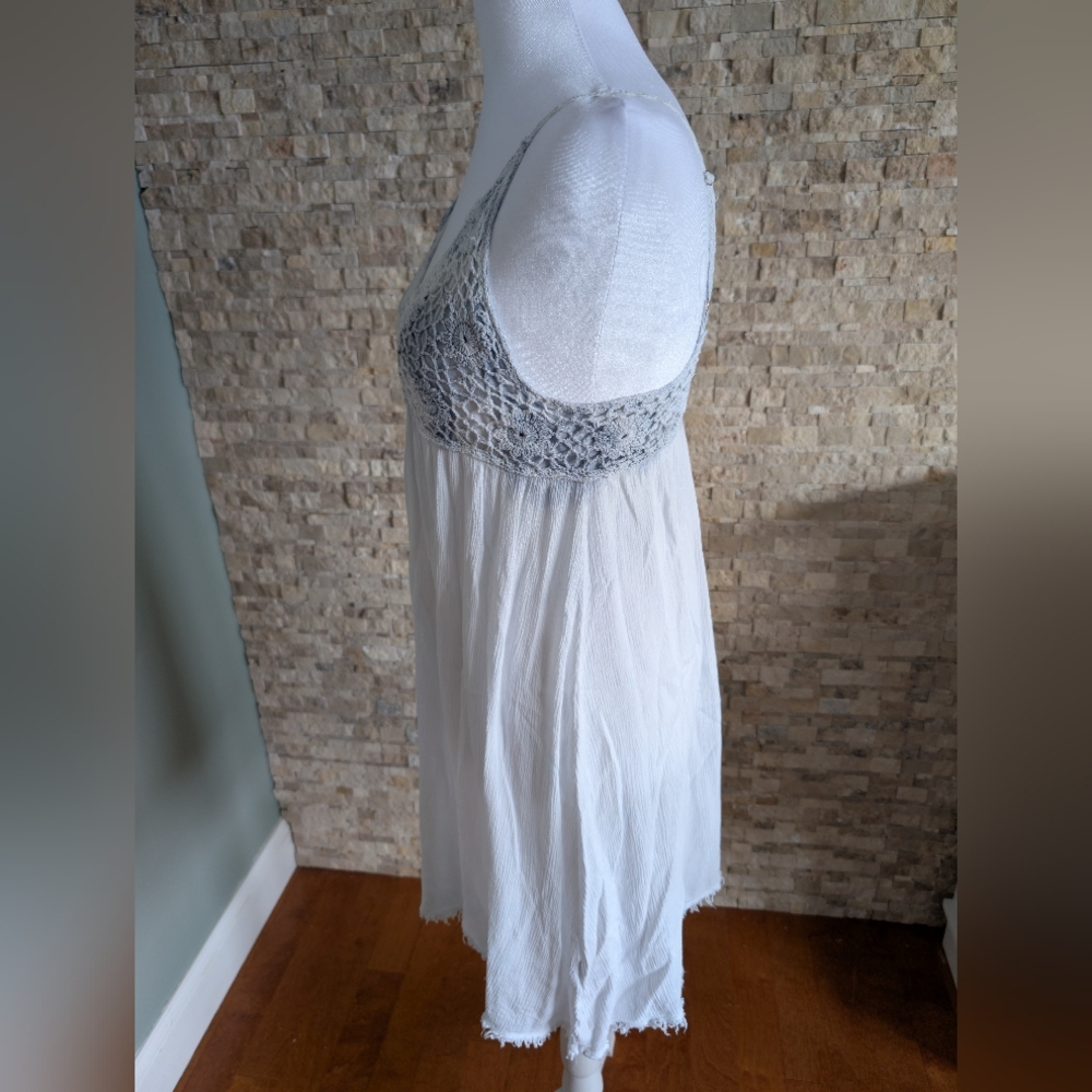 POL White Crochet Mini Dress Blue Fairy Size M Festival Coastal Cowgirl image 2